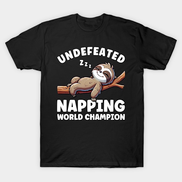 Sloth Funny Napping Sleeping Nap Champion Kids Men Women T-Shirt by Dr_Squirrel